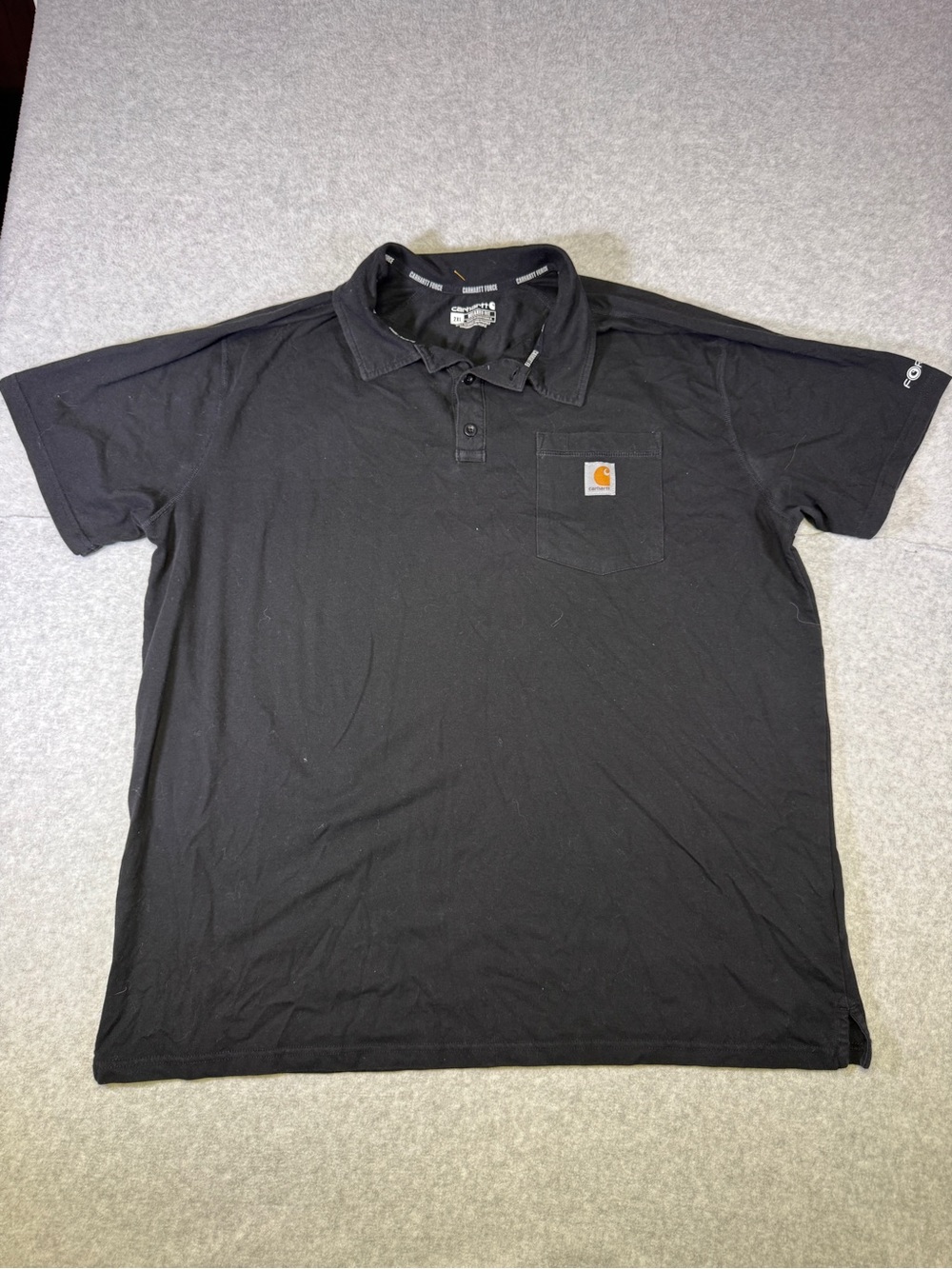 Carhartt Black Short-Sleeve Polo with Chest Pocket Patch